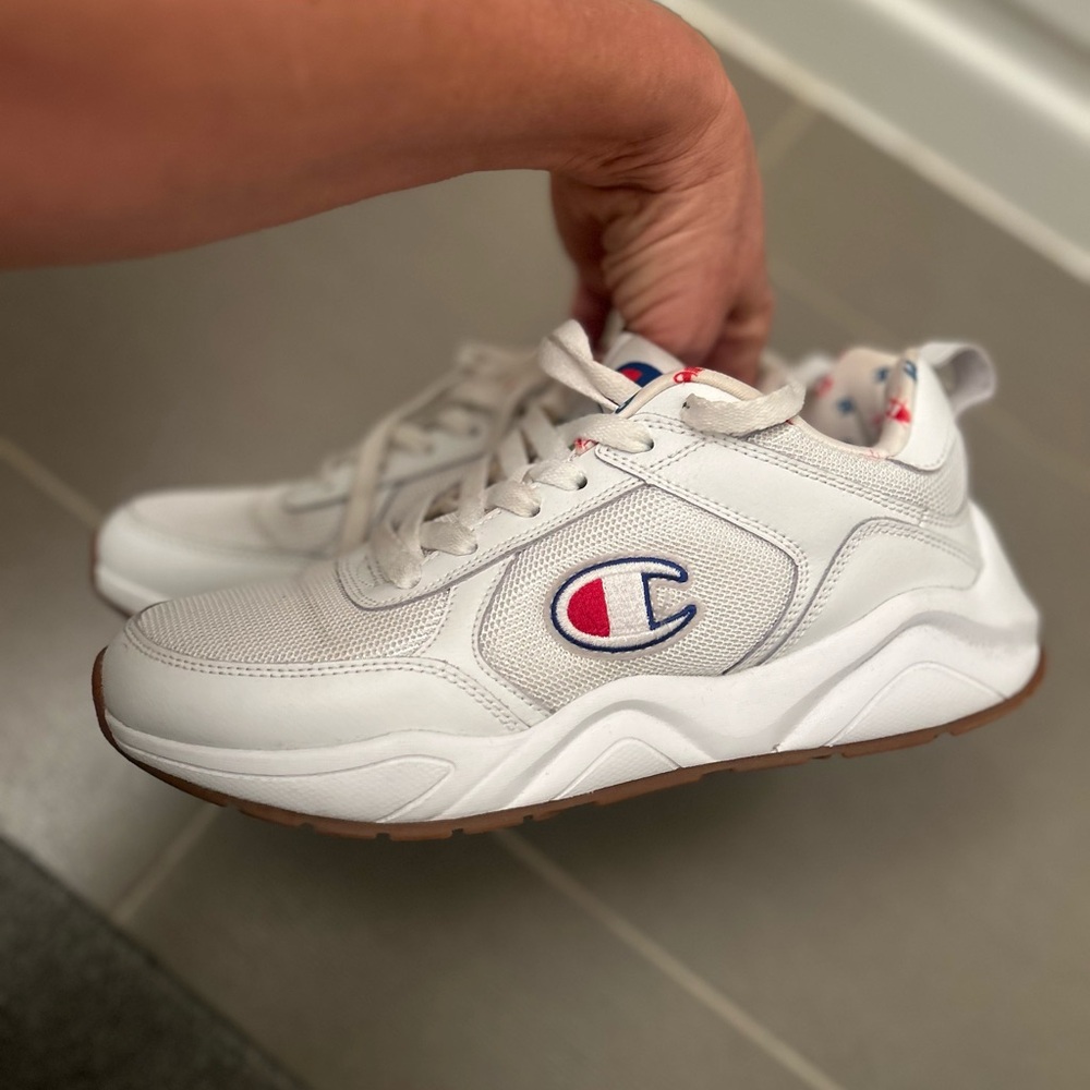 Champion White and Blue High-Top Sneakers